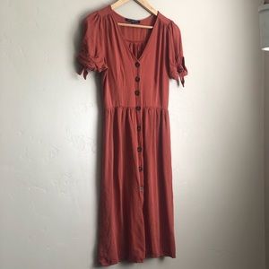 Coral Button-Down Dress